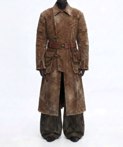 Heavy-Duty Distressed Double-Breasted Tech-Trench