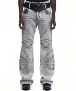 Heavy-Duty Deconstructed Patchwork Wide-Legs