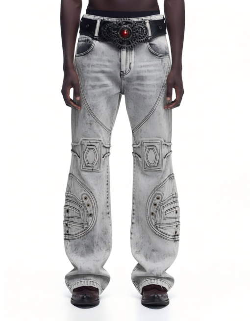 Heavy-Duty Deconstructed Patchwork Wide-Legs