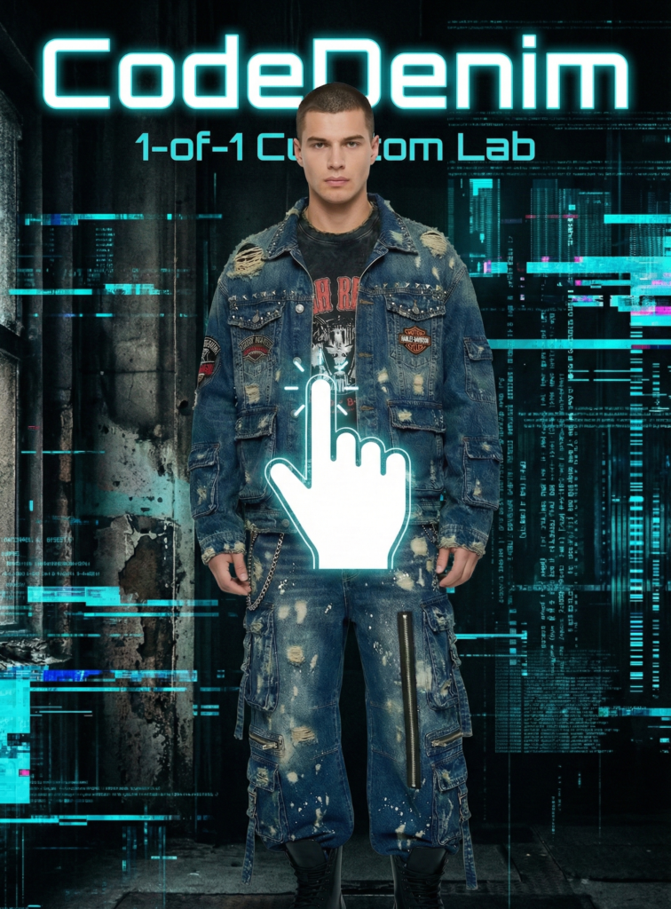 custom distressed denim jeans production line in China factory