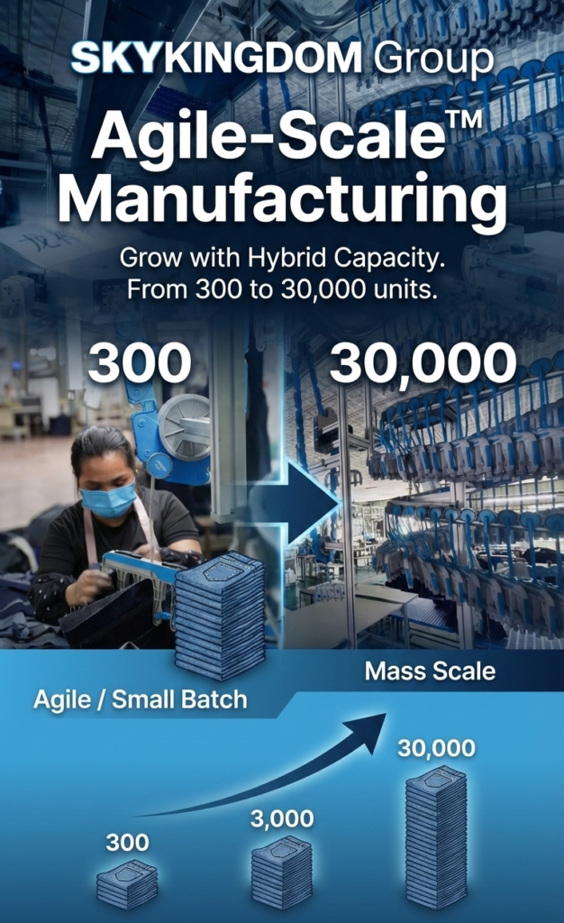 custom distressed denim jeans production line in China factory