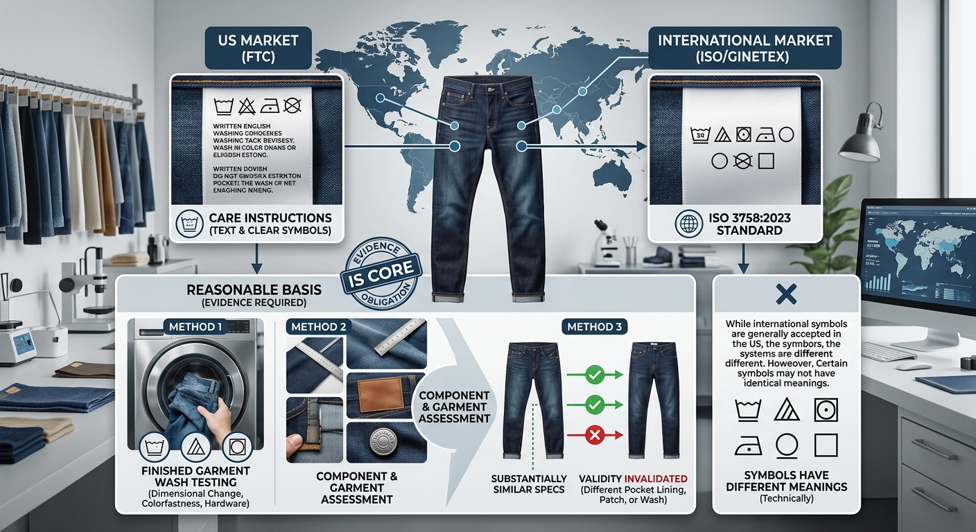 Denim care label testing and reasonable basis evaluation