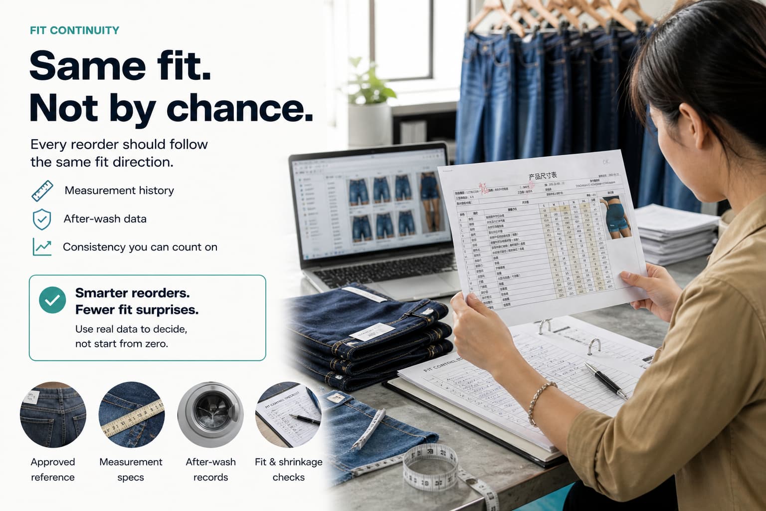denim fit continuity measurement records qc workflow