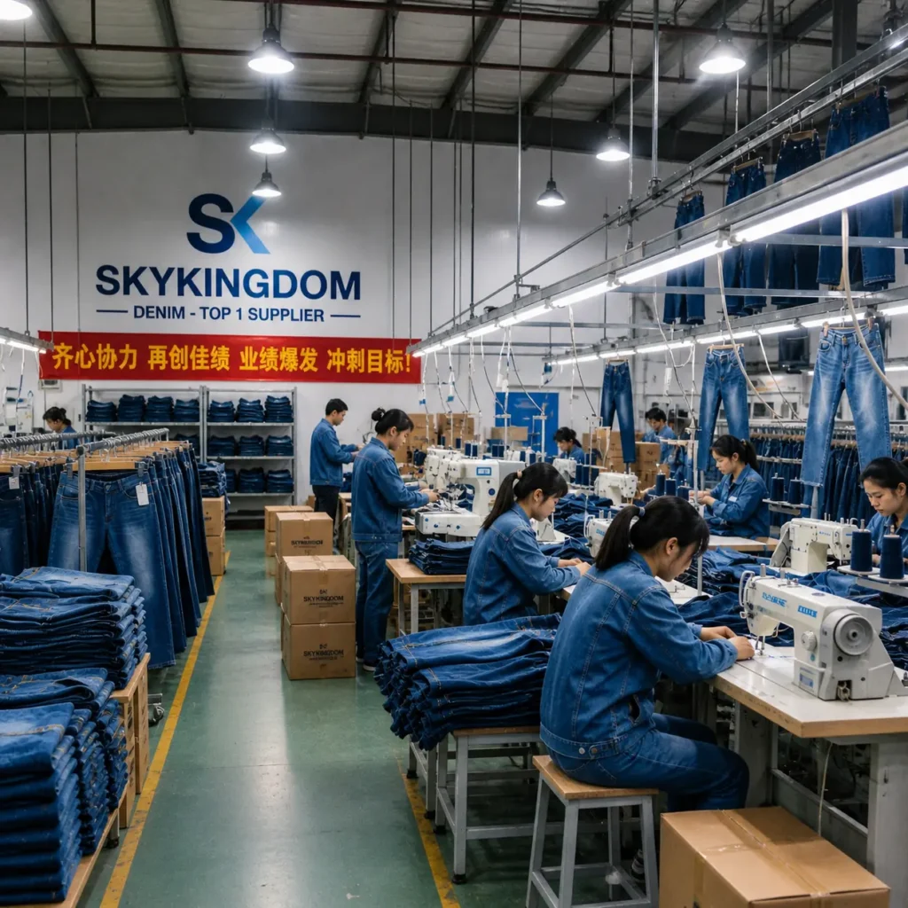 denim production workshop high volume output scaling manufacturing