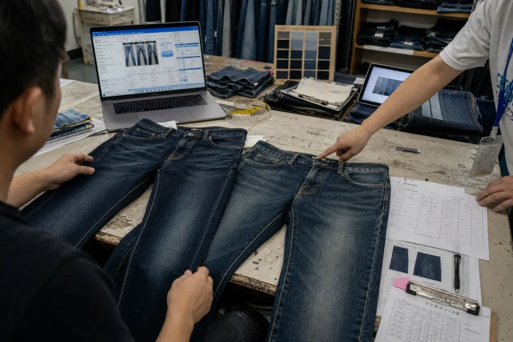 denim reorder qc comparison scene
