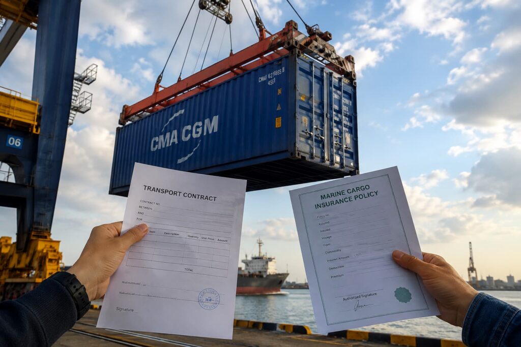 container shipment showing separation between transport cost and risk ownership