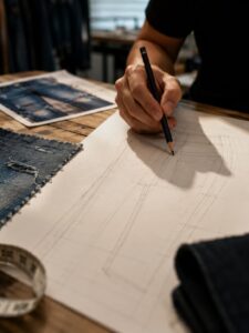 denim pattern maker interpreting incomplete reference image during sample development