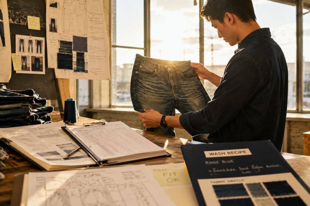 denim sample approval process before bulk production and reorder planning