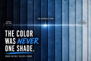 denim wash shade range showing approved color variation before bulk production