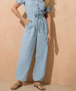 drawstring chambray denim jumpsuit 01