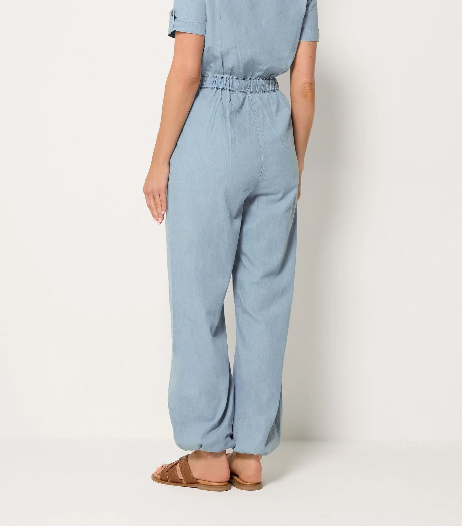 drawstring chambray denim jumpsuit 02