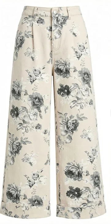 floral print cropped wide leg jeans 01