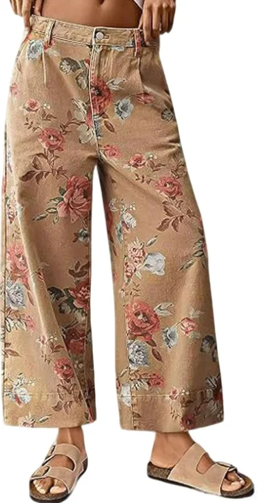 floral print cropped wide leg jeans 04