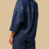 indigo cropped top wide leg denim set 02