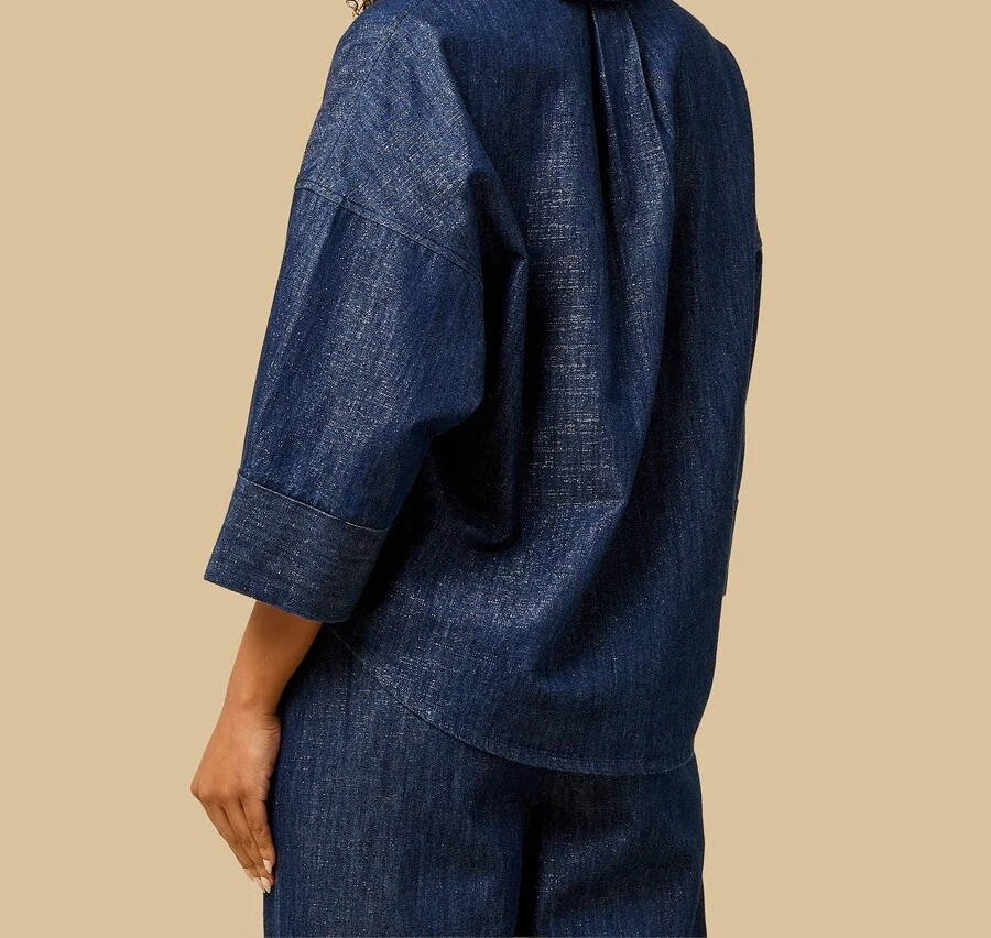 indigo cropped top wide leg denim set 02
