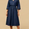 indigo cropped top wide leg denim set 03