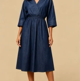 indigo cropped top wide leg denim set 03