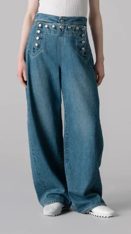 rose embroidered lace up wide leg jeans 01