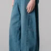 rose embroidered lace up wide leg jeans 02