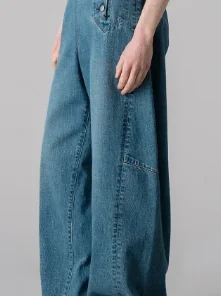 rose embroidered lace up wide leg jeans 02