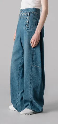 rose embroidered lace up wide leg jeans 02