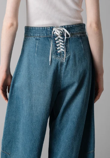 rose embroidered lace up wide leg jeans 03