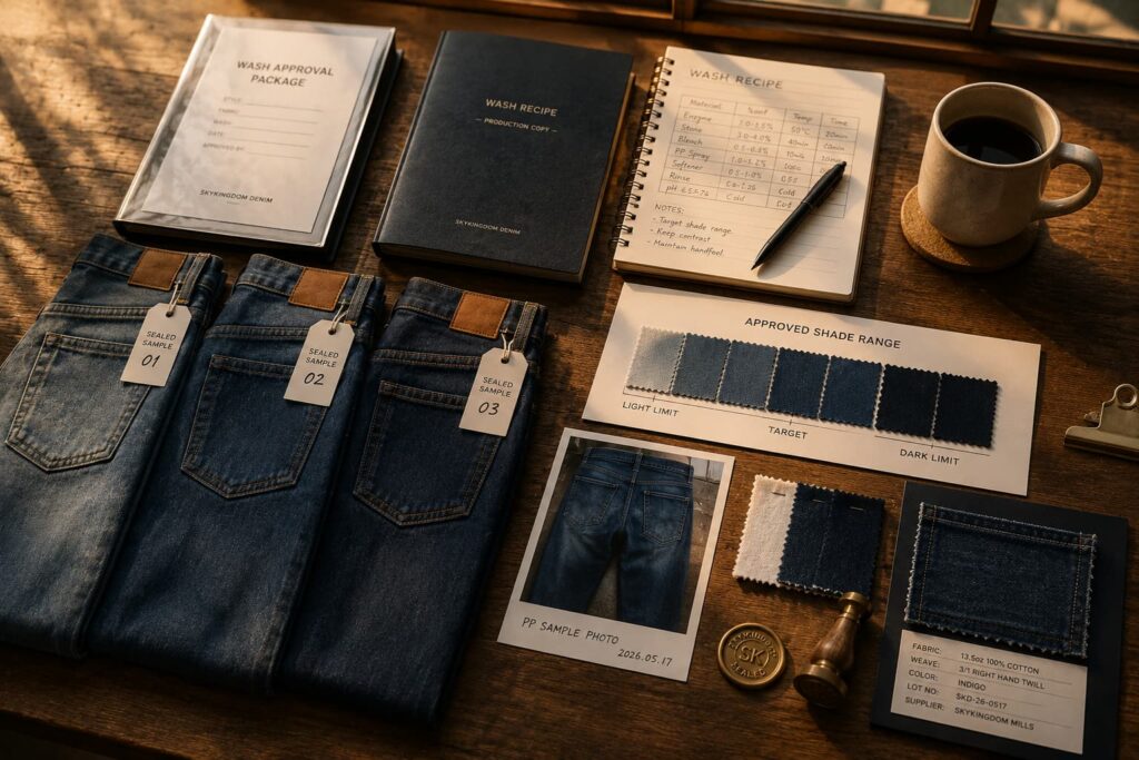sealed denim wash standards prepared before bulk production