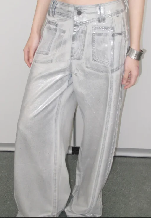 silver coated utility wide leg jeans 02