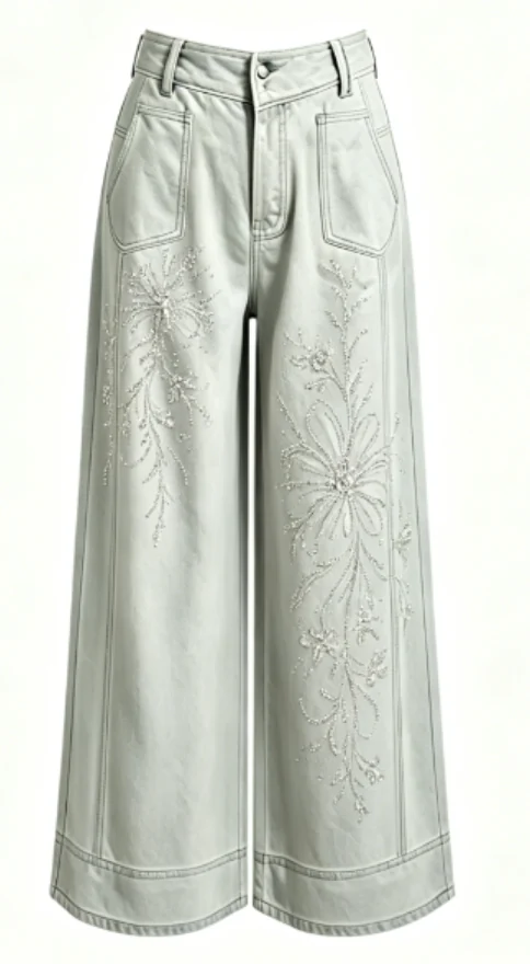 silver coated utility wide leg jeans 04