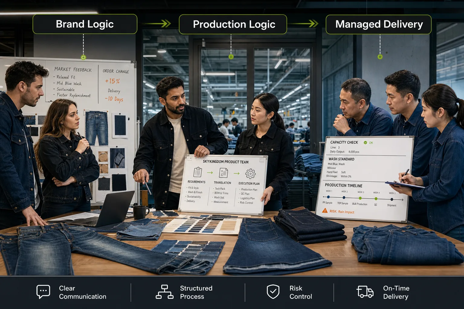 SkyKingdom managed delivery layer between denim brands and factories