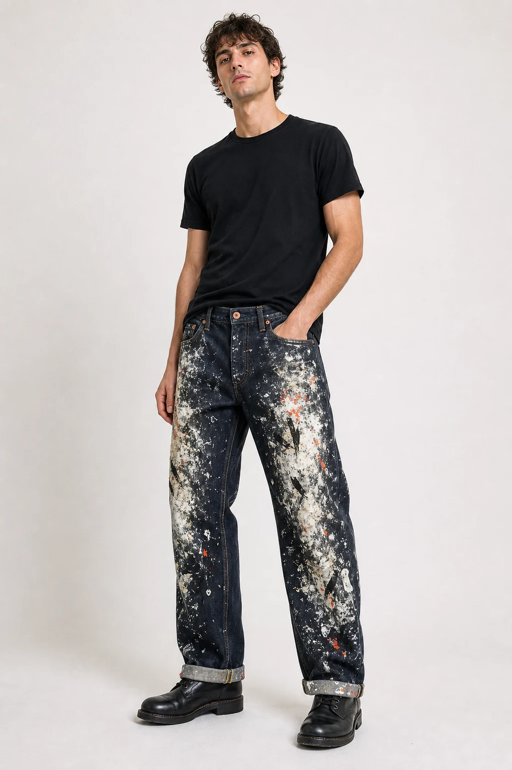 sk 20260722 mens denim style 002 paint splatter coated men s jeans concept