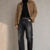 sk 20260722 mens denim style 006 camel jacket and black denim concept