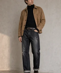 sk 20260722 mens denim style 006 camel jacket and black denim concept
