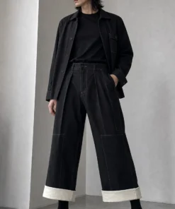 sk 20260722 mens denim style 018 black longline wide leg styling concept