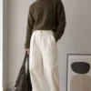 sk 20260722 mens denim style 022 olive knit and white denim trouser concept