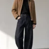 sk 20260722 mens denim style 031 camel coat and navy pleated denim concept