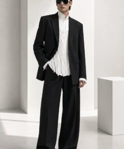 sk 20260722 mens denim style 034 black blazer and wide leg formal denim concep