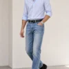 sk 20260722 mens denim style 035 blue shirt and pale jeans concept