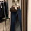 sk 20260722 street denim style 006 striped knit and front slit denim skirt conce