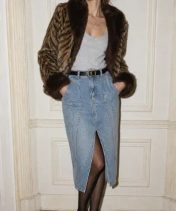 sk 20260722 street denim style 007 faux fur jacket and light wash slit denim ski