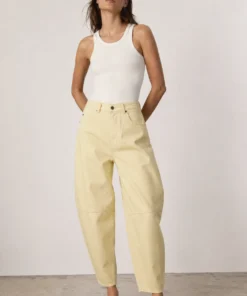 sk 20260722 womens denim style 002 soft yellow pleated barrel jeans concept