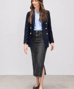 sk 20260722 womens denim style 005 blazer and front slit denim skirt concept