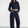 sk 20260722 womens denim style 025 dark denim shirt and trouser set concept