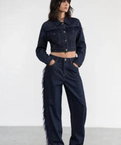sk 20260722 womens denim style 025 dark denim shirt and trouser set concept