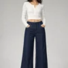 sk 20260722 womens denim style 026 deep indigo floor length wide leg jeans conce