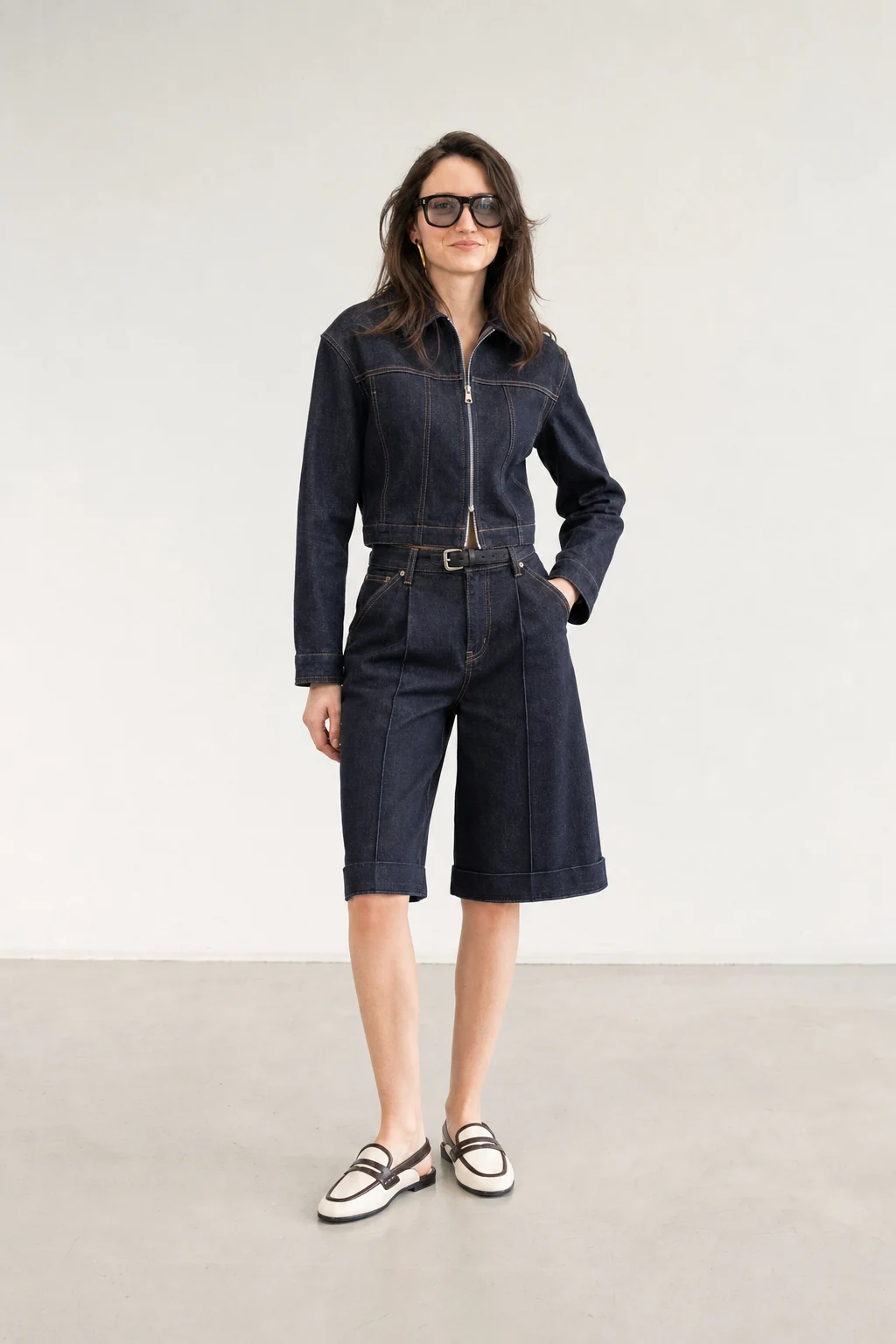 sk 20260722 womens denim style 035 dark utility bermuda shorts styling concept